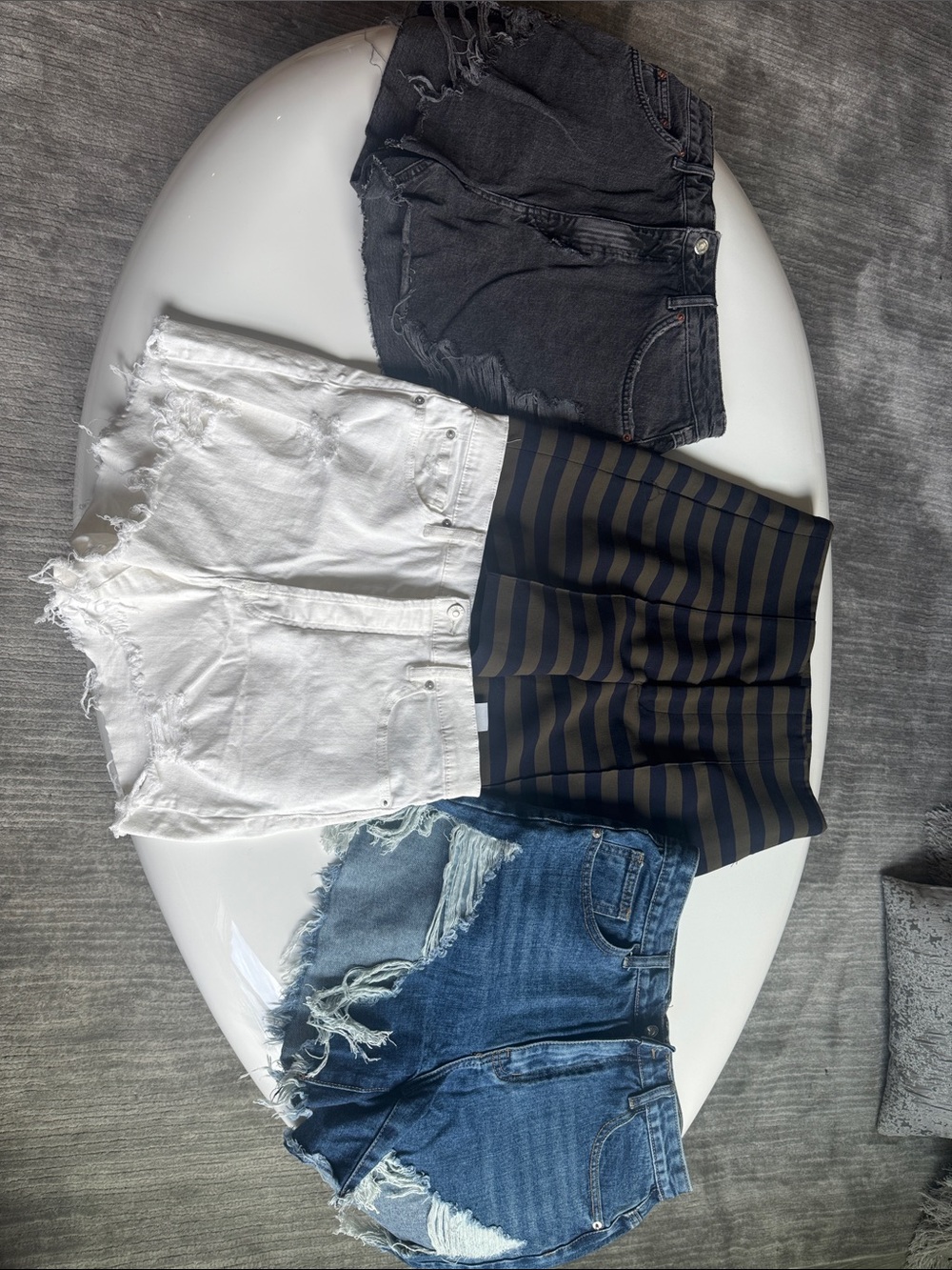 Zara Black, White & Blue Women Jean Shorts Mix
